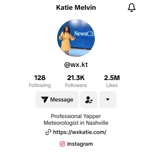 Screenshot Meteorologist Katie Melvin Tik Tok profile