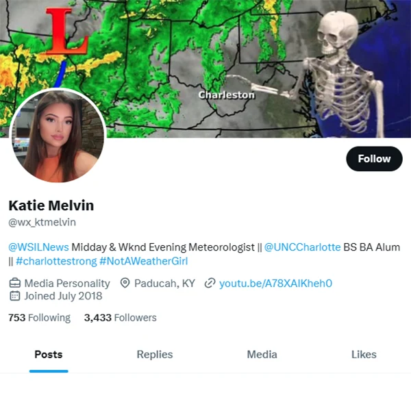 Meteorologist Katie Melvin on Twitter